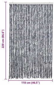 Cortina anti-insetos 118x220 cm chenille prateado