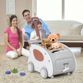 Andador para Bebés Carrinho 2 em 1 para Empurrar e Puxar com Rodas Assento Dobrável e Cinto de Segurança Cinza