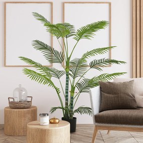 Planta artificial de interior com 170 cm, palmeira artificial com vaso de plástico e acabamento flocado, verde