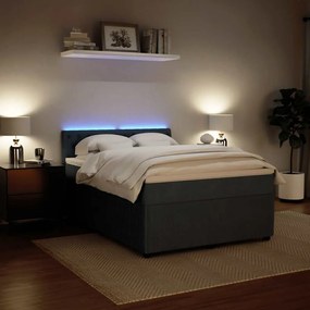 Cama com molas/colchão 160x200 cm veludo cinzento-escuro