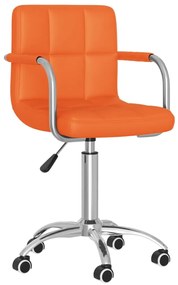 vidaXL Cadeira de jantar giratória couro artificial laranja