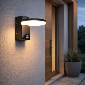 Candeeiro de parede exterior preto com LED IP54 sensor de movimento - Esmee