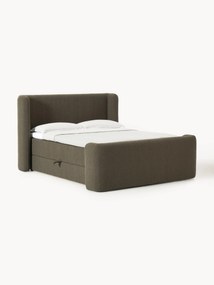 Cama boxspring em bouclé com arrumação Perla