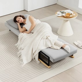 Poltrona Convertível em Cama Poltrona 3 em 1 Convertível em Cama com Encosto Ajustável em 5 Níveis 63x73x81 cm Cinza Claro