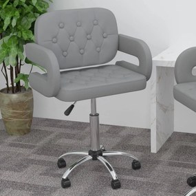 vidaXL Cadeira de jantar giratória couro artificial cinzento