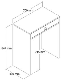 Mesa de Maquilhagem Lizbon – Walnut Cream – 70 cm x 40 cm x 84,7 cm