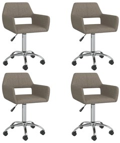 vidaXL Cadeiras de jantar giratórias 4 pcs tecido cinzento-acastanhado