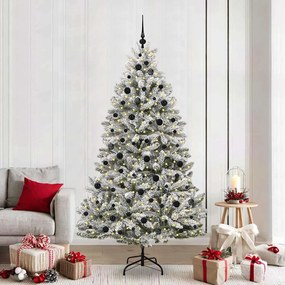 vidaXL Árvore de Natal Artificial Verde e Branco 210 cm PVC e Metal
