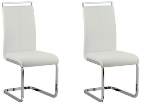 Conjunto de 2 cadeiras de jantar em pele sintética branca GREEDIN Beliani