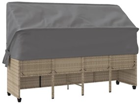 Espreguiçadeira com toldo e almofadões vime PE bege