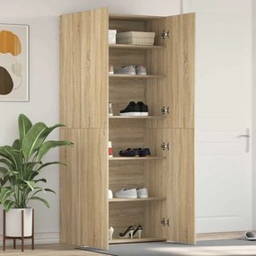 vidaXL Cabide de sapatos Carvalho Sonoma 80x35,5x180 cm Madeira de engenharia