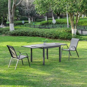Outsunny Mesa de Jardim Extensível de Alumínio Mesa de Jantar Retangular para 4-6 Pessoas Carga Máxima 70kg para Pátio Terraço Exterior