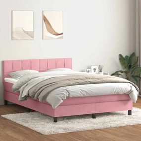 vidaXL Cama com molas/colchão 160x220 cm veludo rosa