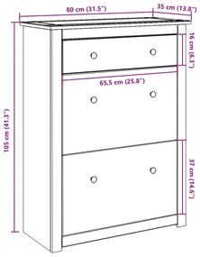 Sapateira Panama 80x35x105 cm madeira de pinho maciça