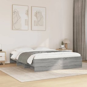 Estrutura de cama 160x200 cm derivados de madeira cinza sonoma