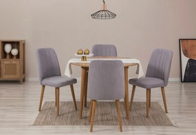 Conjunto de Mesa de Jantar Extensível Vina – Pinho Atlântico Cinza – M