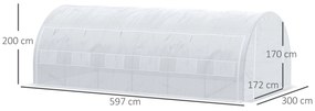 Estufa Tipo Túnel de Jardim 6x3x2m com Porta Enrolável 12 Janelas Cobe