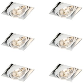 Conjunto de 6 focos embutidos brancos GU10 AR70 sem aro - Oneon