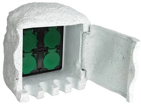 40589 vidaXL Unidade de jardim com 4 tomadas à prova de água resina branco