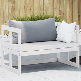 vidaXL Banco de jardim extensível madeira de pinho maciça branco