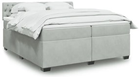 Cama com molas/colchão 200x200 cm veludo cinzento-claro