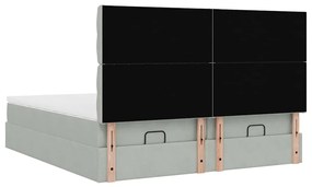 Estrutura cama otomana colchões 200x200cm veludo cinzento claro