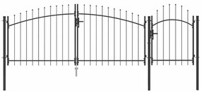 Portão de Jardim com Topo de Lança Cinza 150x400 cm em Aço