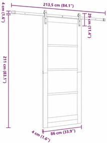 Porta Deslizante com Conjunto de Ferragens 'ORKDAL'Branca 86x211 cm