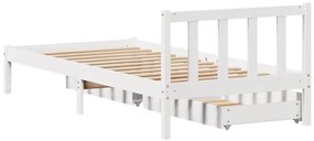 Cama sem colchão 90x200 cm madeira de pinho maciça branco