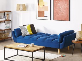 Sofá-cama em veludo azul marinho ASBY Beliani