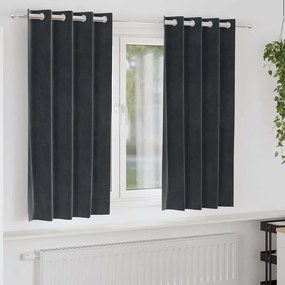 Cortinas Blackout vidaXL com Ilhós 2 pcs Cinza Escuro Veludo