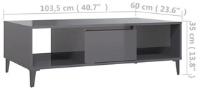 Mesa de centro derivados de madeira cinza brilhante