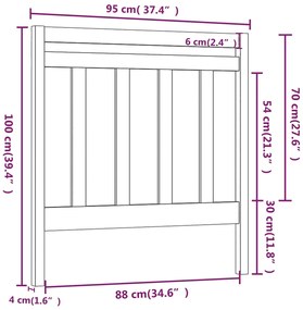 Cabeceira de cama 95x4x100 cm pinho maciço branco