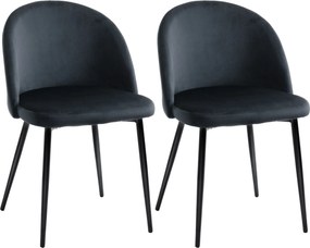 HOMCOM Conjunto de 2 Cadeiras para Mesa de Jantar Cadeira de Cozinha Escandinava em Veludo Acolchoada com Pés Afilados em Metal | Aosom Portugal