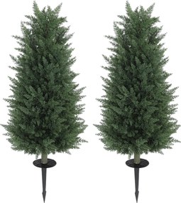 HOMCOM Conjunto de 2 plantas artificiais, ciprestes artificiais com 831 folhas cada, versáteis, Verde | Aosom Portugal