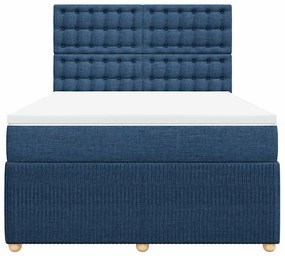 Cama com molas/colchão 140x200 cm tecido azul