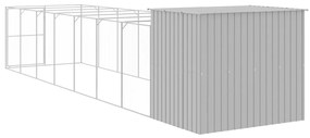 Casota cães c/ parque 214x865x181 cm aço galvaniz. cinza-claro