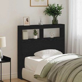 Armário cabeceira c/ luzes LED 100x17x102 cm carvalho preto