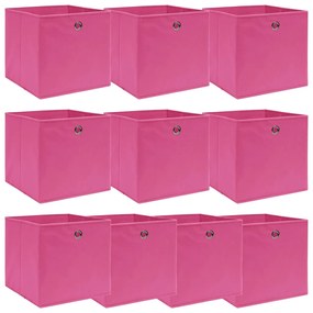 288347 vidaXL Caixas de arrumação 10 pcs 32x32x32 cm tecido rosa