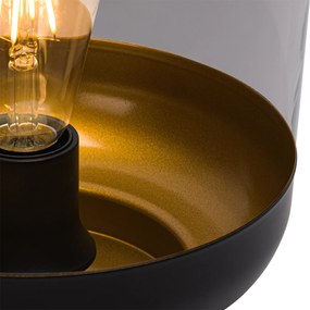 Candeeiro de pé design preto com ouro e vidro fumê - Kyan Design