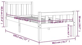 Estrutura cama pequena solteiro 75x190 cm madeira maciça