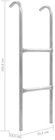 Escada de 2 degraus para trampolim 102,6 cm aço prateado