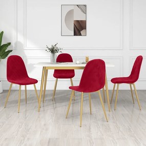 vidaXL Cadeiras de jantar 4 pcs veludo vermelho tinto