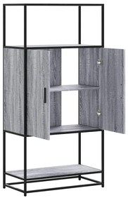 Armário alto 68x35x139 cm madeira e metal cinza sonoma