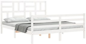 Estrutura de cama King Size com cabeceira madeira maciça branco