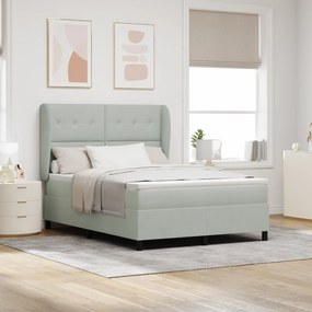 Cama Box com Colchão vidaXL - Cinzento-claro, 140x190 cm, Veludo