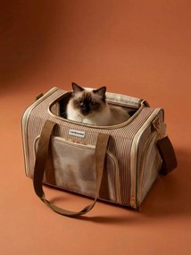 Mochila de transporte de animal riscas bege