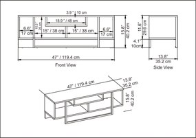TV Stand Asal – Preto/Branco – 120 cm x 35,2 cm x 40,2 cm