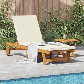 Chaise longa com rodas vidaXL com mesa e almofada em madeira de acácia
