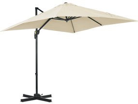 Outsunny Chapéu de Sol de Jardim Chapéu de Sol Excêntrico com Rotação 360° Inclinação de 5 Níveis com Manivela 245x245x245 cm Creme